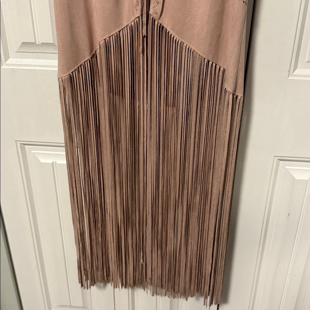 Jessica Simpson Dusty Pink Tan Fringe Vest Faux Suede - fits XS - med - Picture 4 of 7